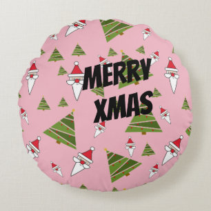 Coussins Ronds Personnaliser Père Noël et sapin de Noël