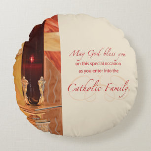Coussins Ronds Personnaliser, RCIA Félicitations, Catholique, Rou
