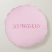 Coussins Ronds Personnaliser "Snuggings" nom ou texte rose pâle (Dos)