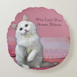 Coussins Ronds Personnaliser Tour Chat Jeu Oreiller rose