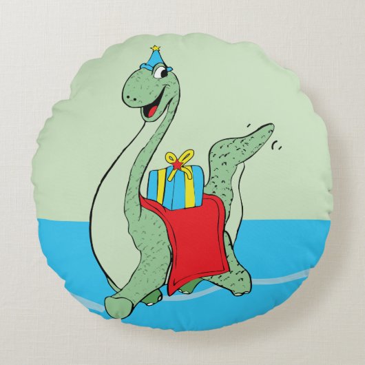 Coussins Ronds Petit, Anniversaire Dinosaur (Devant)