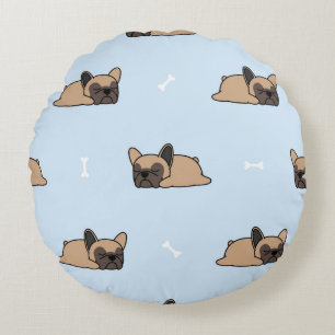 Coussins Ronds Petit chiot français bulldog dormant sans soudure