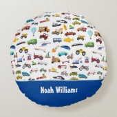 Coussins Ronds Petit Garçon Things That Move Vehicle Cars Kid (Dos)
