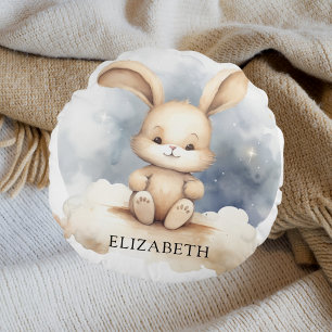 Coussins Ronds Petit lapin bleu ciel beige boho pépinière