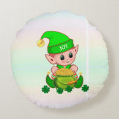 Coussins Ronds Petit lutin, pot d'or et trèfles chanceux (Dos)