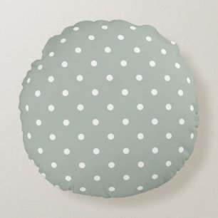 Coussins Ronds Petit Motif Pois : Vert sage