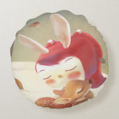 Coussins Ronds Petite fille qui serre des cerfs (Dos)