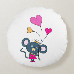 Coussins Ronds Petite souris grise