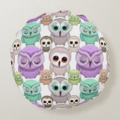 Coussins Ronds Petites Chouettes mignonnes aux couleurs pastel (Dos)