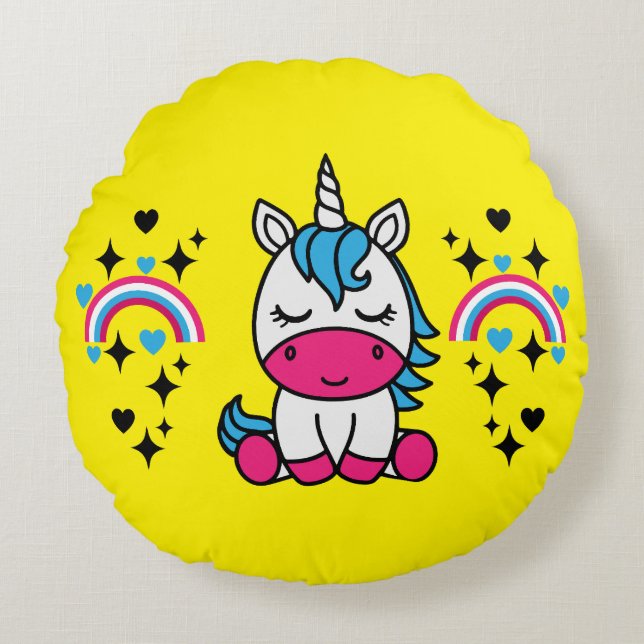 Coussins Ronds Petites filles Unicorn Pony (Devant)