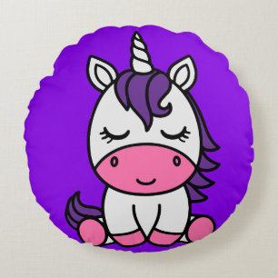 Coussins Ronds Petites filles Unicorn Pony