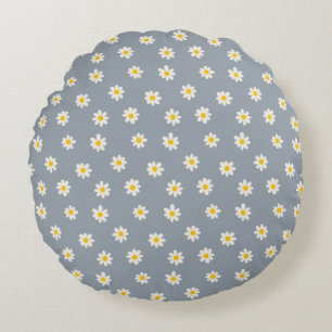 Coussins Ronds Petites Marguerites - gris acier poussiéreux