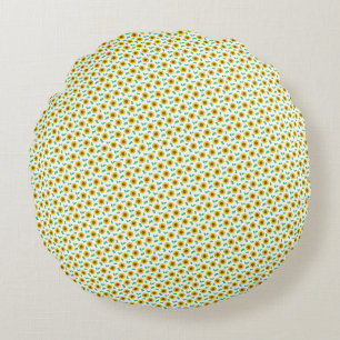 Coussins Ronds Petits Tournesols & Motif de Feuilles Botaniques