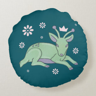 Coussins Ronds Peuple de cerfs extraterrestres Art folklorique