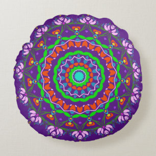 Coussins Ronds Peuple Violet Plaisir Boho Tour Jeter Oreiller
