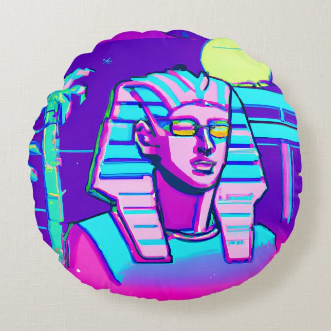 Coussins Ronds Pharaoh Synthwave (Devant)