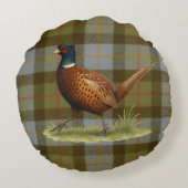 Coussins Ronds Pheasant on Tartan / Tweed Cushion Home Decor (Dos)