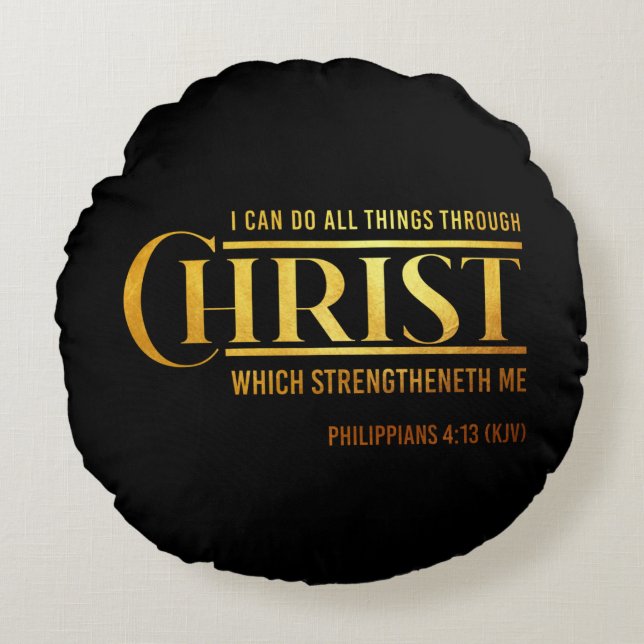Coussins Ronds Philippiens 4:13 Bible Verse KJV Citation (Devant)
