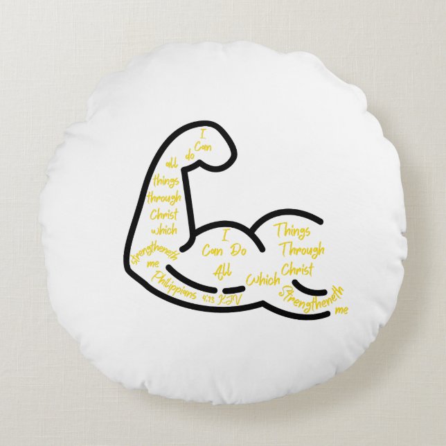 Coussins Ronds Philippiens 4:13 KJV Bible Verse (Devant)