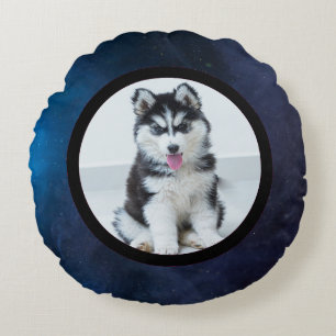 Coussins Ronds Photo d'animal de compagnie – bleu foncé