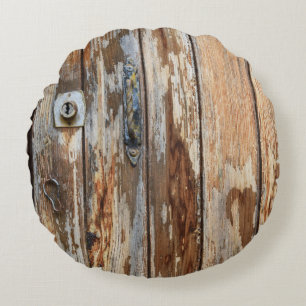 Coussins Ronds Photo de clôture en bois brun