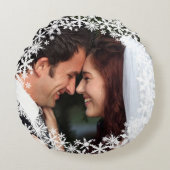 Coussins Ronds Photo de flocon de neige délicat  (Devant)