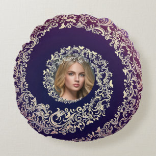 Coussins Ronds Photo de luxe violet et or