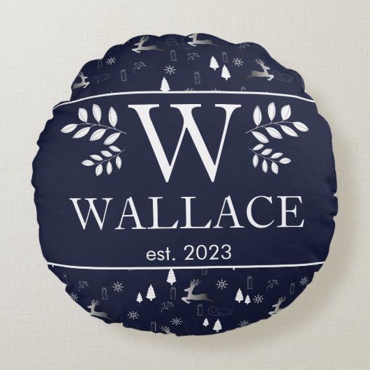 Coussins Ronds Photo de mariage simple moderne avec monogramme de (Devant)