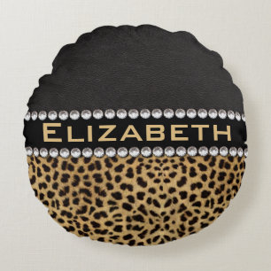 Coussins Ronds PHOTO de monogramme de diamants de fausse pierre