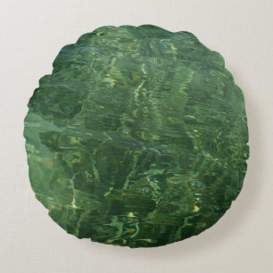Coussins Ronds Photo d'eau sur la pelouse marine II (Bleu et Vert