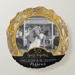 Coussins Ronds Photo du 50e anniversaire du Mariage personnalisée