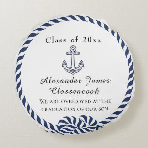 Coussins Ronds Photo marine Bleu Bleu Blancs Graduation
