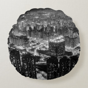 Coussins Ronds Photographie d'art de la ville de Hong Kong en con