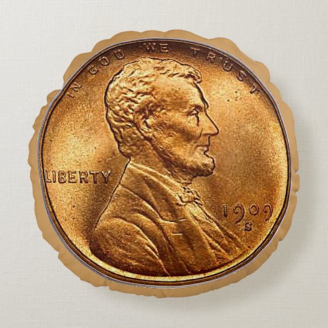Coussins Ronds Pièce de monnaie de penny de blé (Devant)
