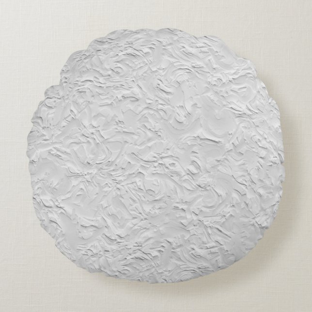 Coussins Ronds Pierre texturée blanche, Art Abstrait monochrome (Devant)
