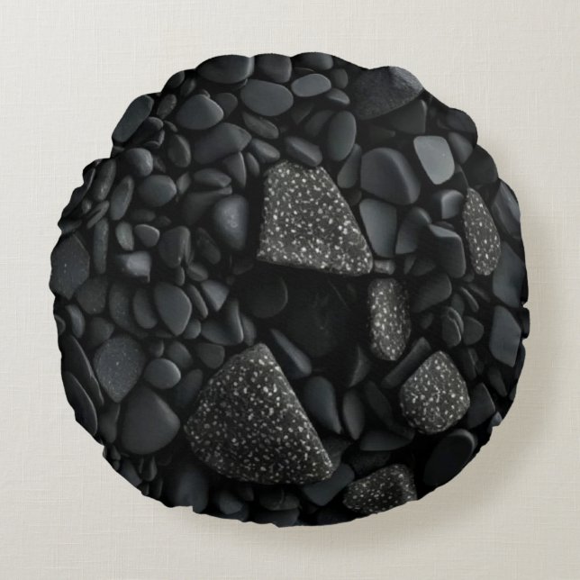 Coussins Ronds Pierres noires (Devant)