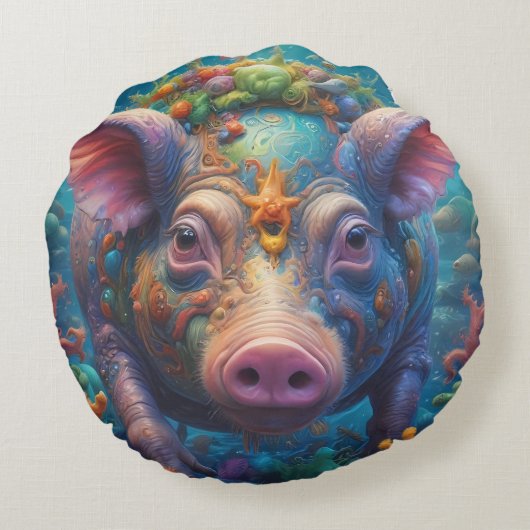 Coussins Ronds PIg Abstrait (Dos)