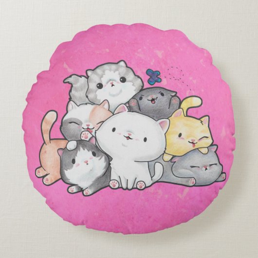 Coussins Ronds Pile de chatons (Devant)