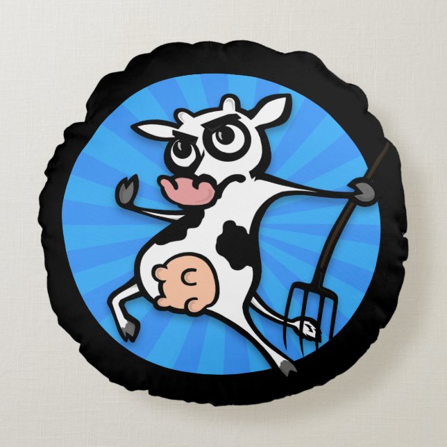 COUSSINS RONDS PILLOTE DE LA VACHE DE CARTOON FUNNY ROUND THROW (Devant)