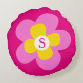 Coussins Ronds Pilote rond monogramme rose fleur (Dos)