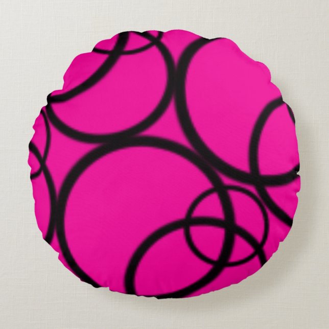 Coussins Ronds Pink and Black Circles (Devant)