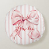 Coussins Ronds Pink Bow and Stripes Personalized (Dos)