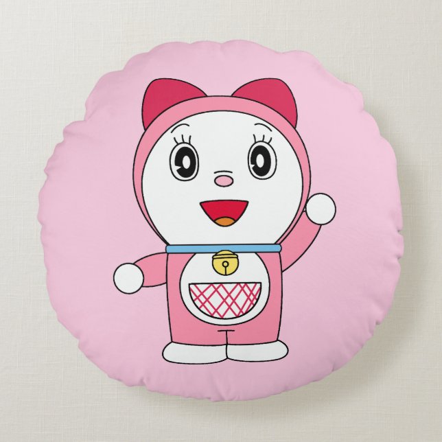 Coussins Ronds Pink Doraemi Doraemon Anime Fanart (Devant)