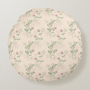 Coussins Ronds Pink Green Retro Y2K les années 70 Fleur Motif