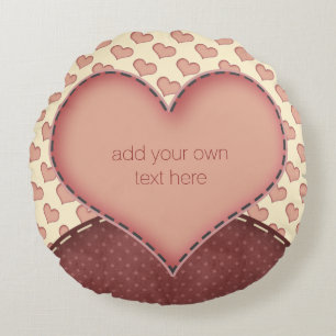 Coussins Ronds Pink Love Hearts Folk Art Personnalisé