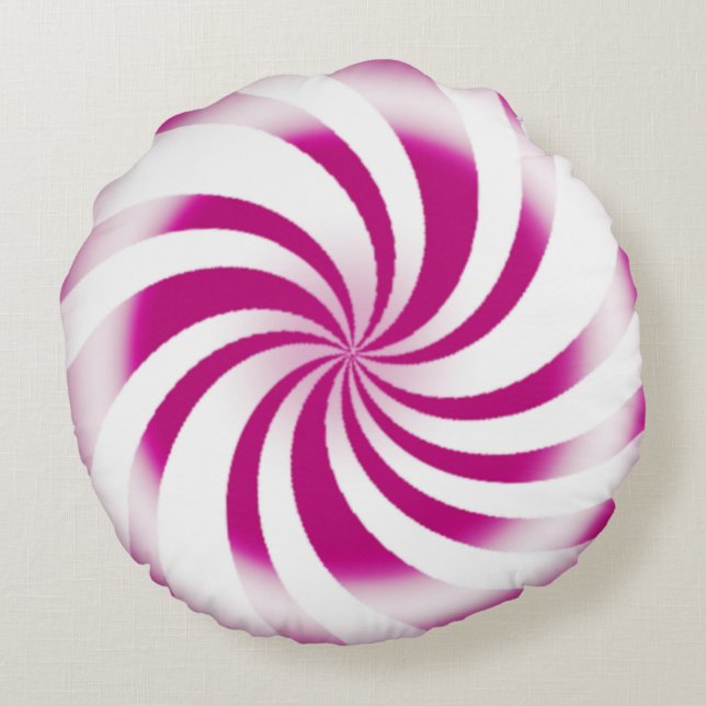 Coussins Ronds Pink Peppermenthe Candy Swirl Holiday (Dos)