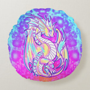 Coussins Ronds Pink Scribble mignonne Girone Dragon Wyvern Inugam