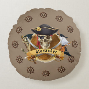 Coussins Ronds Pirate et barre de navire