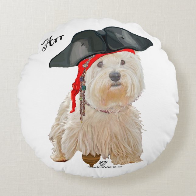 Coussins Ronds Pirate Westie (Devant)