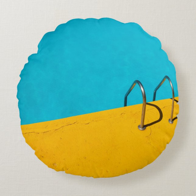 Coussins Ronds Piscine avec échelle en acier inoxydable (Devant)